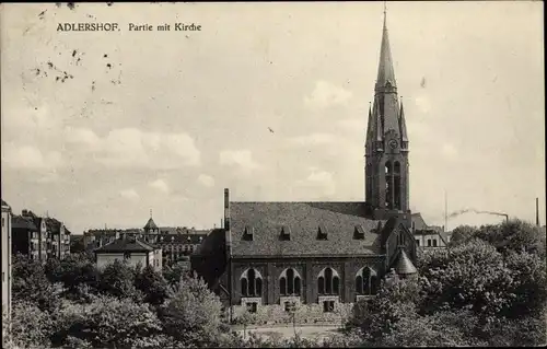 Ak Berlin Treptow Adlershof, Partie mit Kirche