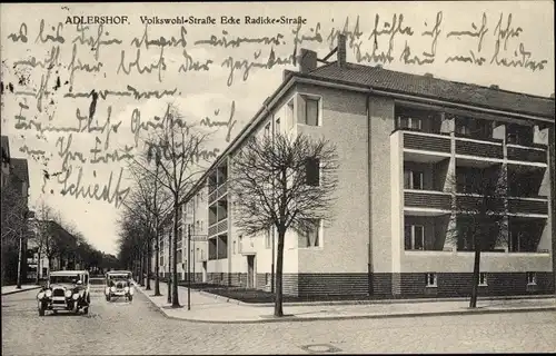 Ak Berlin Treptow Adlershof, Volkswohl Straße, Ecke Radickestraße