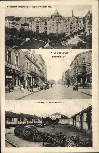 Ak Berlin Treptow Adlershof, Radickestraße, Friedenstraße, Bismarckstraße, Siedlung Volkswohl Straße