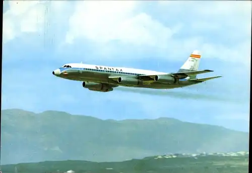 Ak Spanisches Passagierflugzeug der Spantax, Convair CV 990 A Coronado