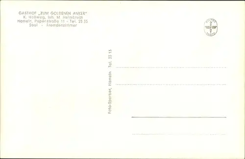 Ak Hameln in Niedersachsen, Gasthof Goldener Anker, Inh. M. Heimbruch, Lokal, Papenstraße 11