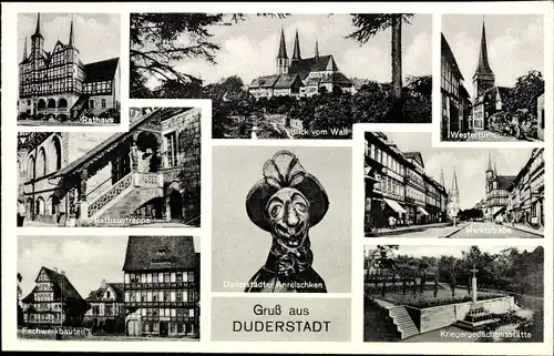 Ak Duderstadt im Eichsfeld, Anreischken, Rathaus, Westerturm, Marktstraße, Kriegerdenkmal