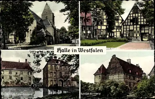 Ak Halle in Westfalen, Kirchplatz, Am Kiskerbogen, Schloß Totenhausen, Schloß Holtfeld