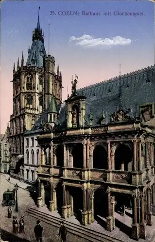 Ak Köln am Rhein, Rathaus mit Glockenspiel, Loggia