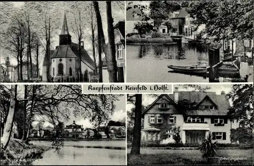Ak Reinfeld in Holstein, Kirche, Herrenteich, Rathaus, Erholungsheim
