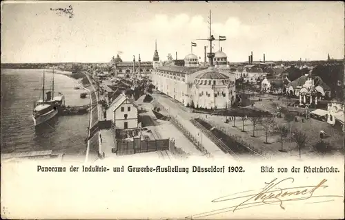 Ak Düsseldorf am Rhein, Panorama der Industrie und Gewerbeausstellung 1902