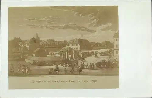 Foto Ak Dresden, Aufnahme einer Ansicht des Pirnaischen Tors 1799