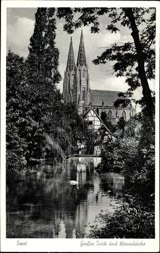 Ak Soest in Westfalen, Großer Teich und Wiesenkirche