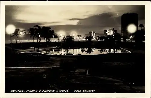 Ak Santos Brasilien, Praia e Jardim a Noite