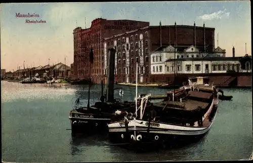 Ak Mannheim Baden Württemberg, Partie am Rheinhafen