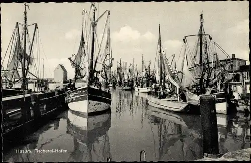 Ak Husum in Nordfriesland, Fischereihafen