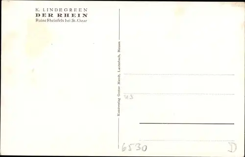 Künstler Lindegreen K., Ak St. Goar, Ruine Rheinfels