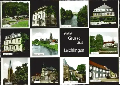 Ak Leichlingen im Rheinland, Hotel Lindenhof, kath. Kirche, Schloss Eicherhof