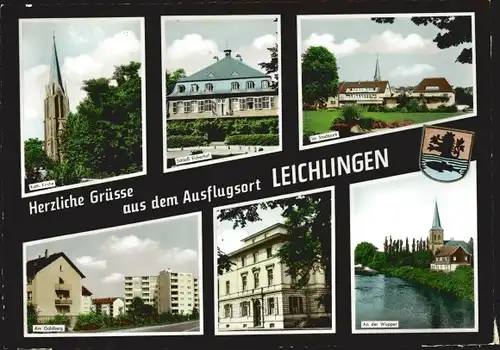 Ak Leichlingen im Rheinland, kath. Kirche, Schloss Eickerhof, Stadtpark, Am Goldberg