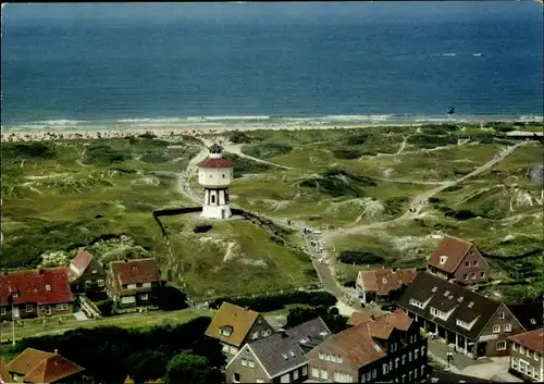 Ak Nordseebad Langeoog Ostfriesland, Wasserturm, Strand, Fliegeraufnahme