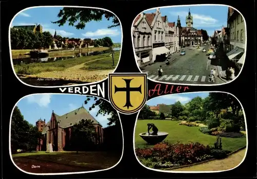 Ak Verden an der Aller, Dom, Park, Straßenpartie