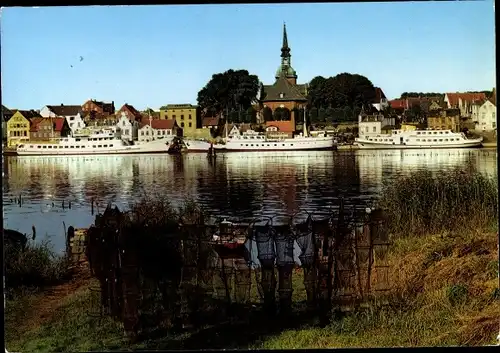 Ak Kappeln an der Schlei, Teilansicht, Schiffe