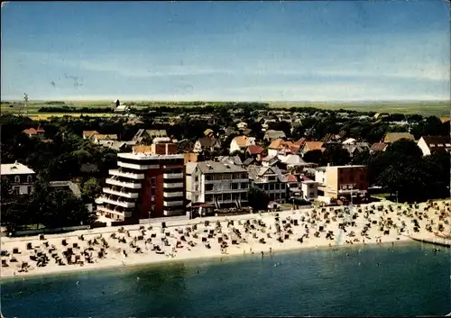 Ak Wyk auf Föhr Nordfriesland, Fliegeraufnahme, Strand