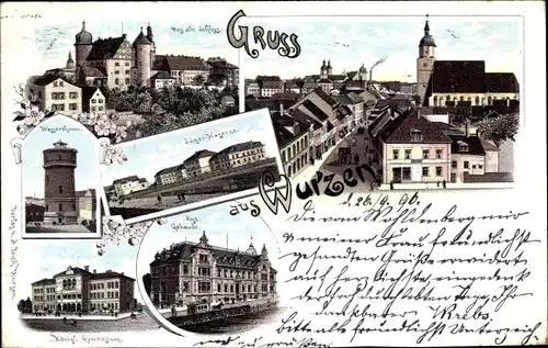 Litho Wurzen in Sachsen, Jägerkaserne, Regierungsgebäude, Gymnasium, Schloss