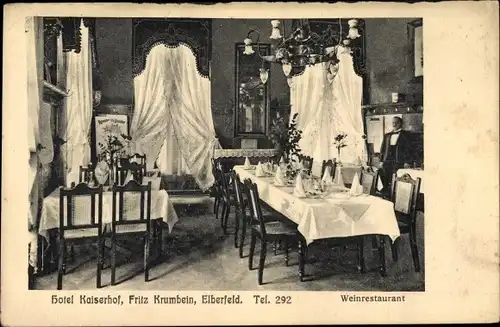 Ak Elberfeld Wuppertal in Nordrhein Westfalen, Hotel Kaiserhof, Weinrestaurant