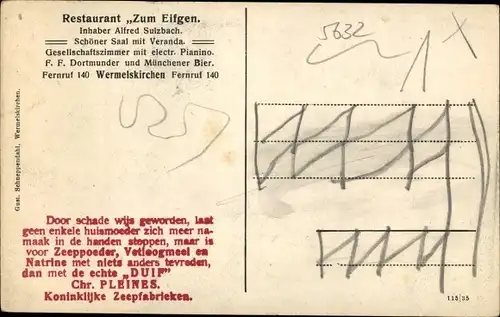 Ak  Wermelskirchen im Bergischen Land, Restaurant zum Eifgen