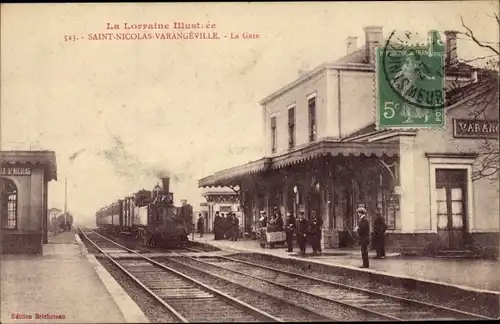 Ak Saint Nicolas Varangéville Meurthe et Moselle, la Gare, Train