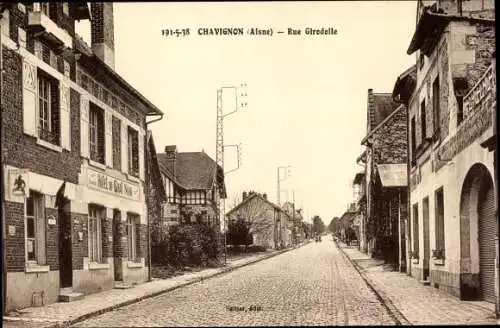 Ak Chavignon Aisne, Rue Girodelle