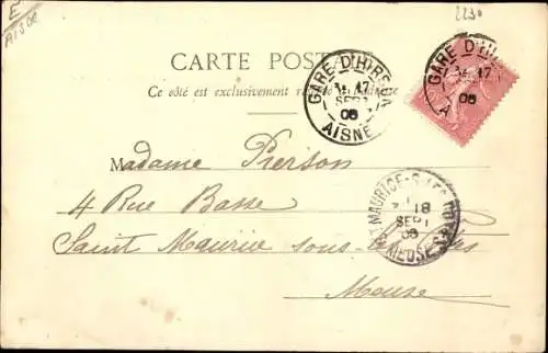 Ak Hirson Aisne, Dans la Rue de Guise