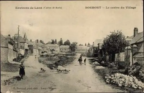 Ak Bosmont Aisne, Le centre du Village