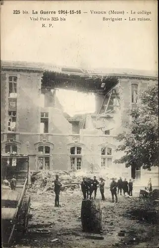 Ak Verdun Meuse, Le College, Les Ruines