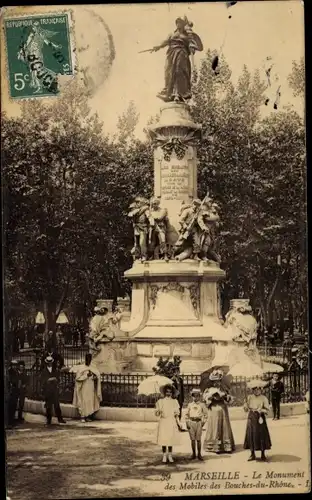 Ak Marseille Bouches du Rhône, Le Monument des Mobiles des Bouches du Rhone