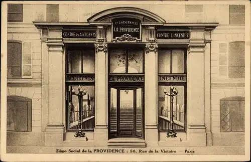 Ak Paris IX., Siège Social de la Providence, Rue de la Victoire