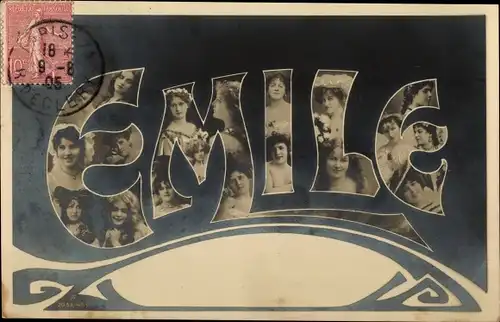 Buchstaben Ak Emile, Frauen-Portrait