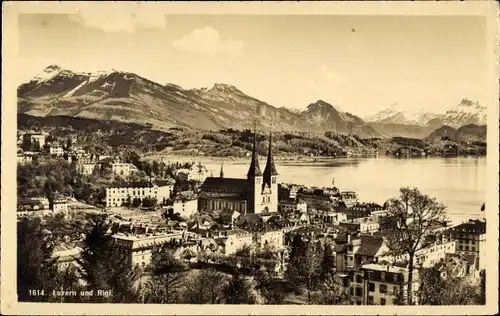 Ak Luzern Stadt Schweiz, Blick auf die Stadt, Rigi