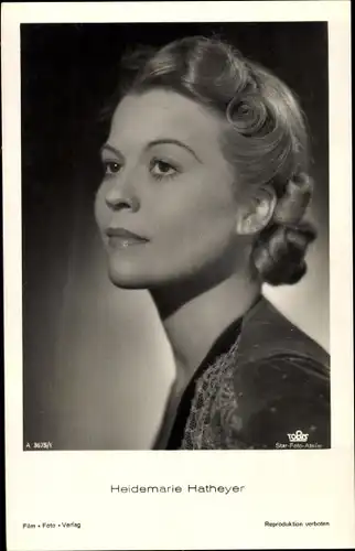 Ak Schauspielerin Heidemarie Hatheyer, Tobis Film A 3675 1, Portrait