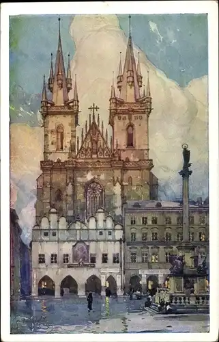 Künstler Ak Setelik, J., Praha Prag Tschechien, Eglise de Tyn