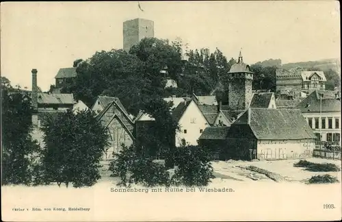 Ak Sonnenberg Wiesbaden in Hessen, Teilansicht mit Ruine