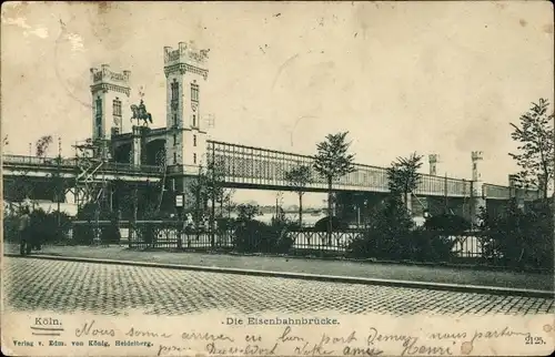 Ak Köln am Rhein, die Eisenbahnbrücke