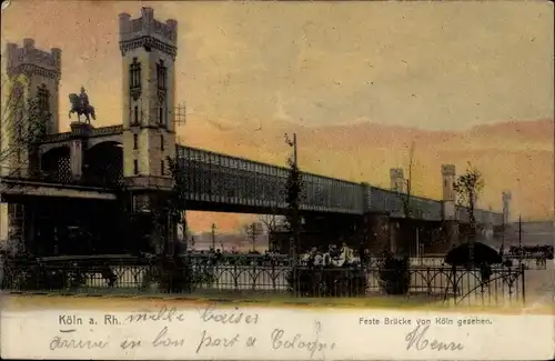 Ak Köln am Rhein, Feste Brücke, Eisenbahnbrücke