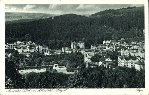 Ak Mariánské Lázně Marienbad Region Karlsbad, Blick vom Hotel Rübezahl