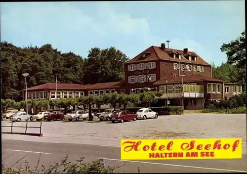 Ak Haltern am See Westfalen, Hotel Seehof, Hausansicht, Parkplatz