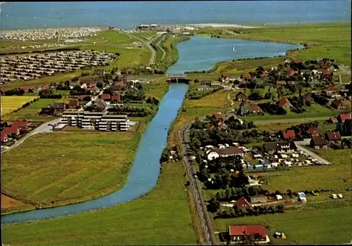 Ak Dornumersiel Dornum in Ostfriesland, Fliegeraufnahme