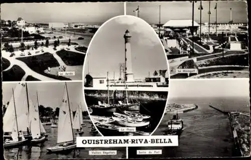 Ak Ouistreham Riva Bella Calvados, Le Jardin, Le Phare, Le Minigolf, Voiliers Regatiers