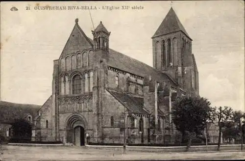 Ak Ouistreham Riva Bella Calvados, L'Eglise XII siecle