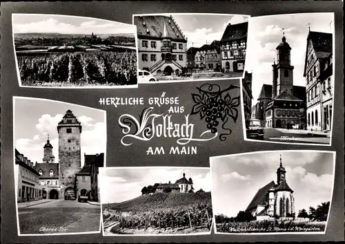 Ak Volkach am Main Unterfranken, Oberes Tor, Kirche, Marktplatz