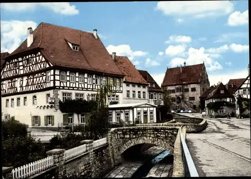 Ak Dettelbach am Main Unterfranken, Ortsansicht, Brücke, Straße