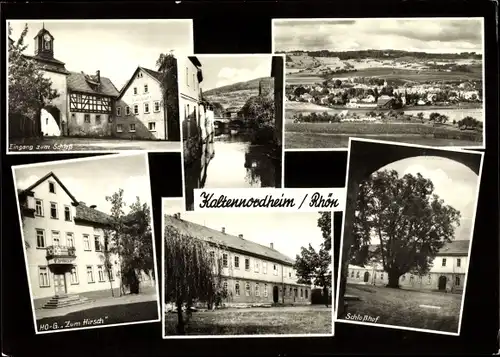 Ak Kaltennordheim in der Rhön, Schlossansichten, HOG Zum Hirsch, Panorama vom Ort