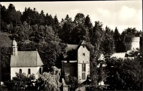 Ak Steinegg Neuhausen im Enzkreis Schwarzwald, Burgruine mit Kirche