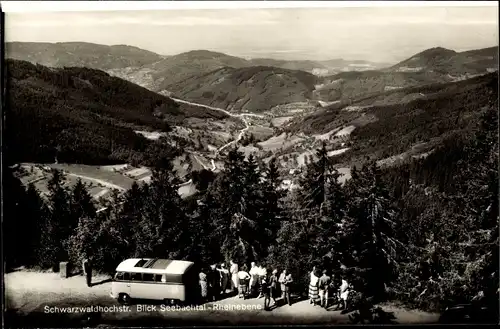 Ak Seebach in Baden Schwarzwald, Blick ins Seebachtal zur Rheinebene, Reisebus