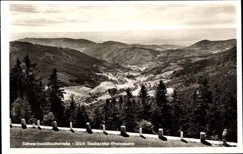 Ak Seebach in Baden Schwarzwald, Schwarzwaldhochstraße, Blick ins Seebachtal zur Rheinebene